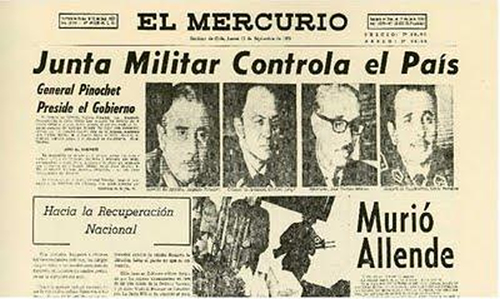 La Une du joiurnal El Mercurio du 12 septembre 1973